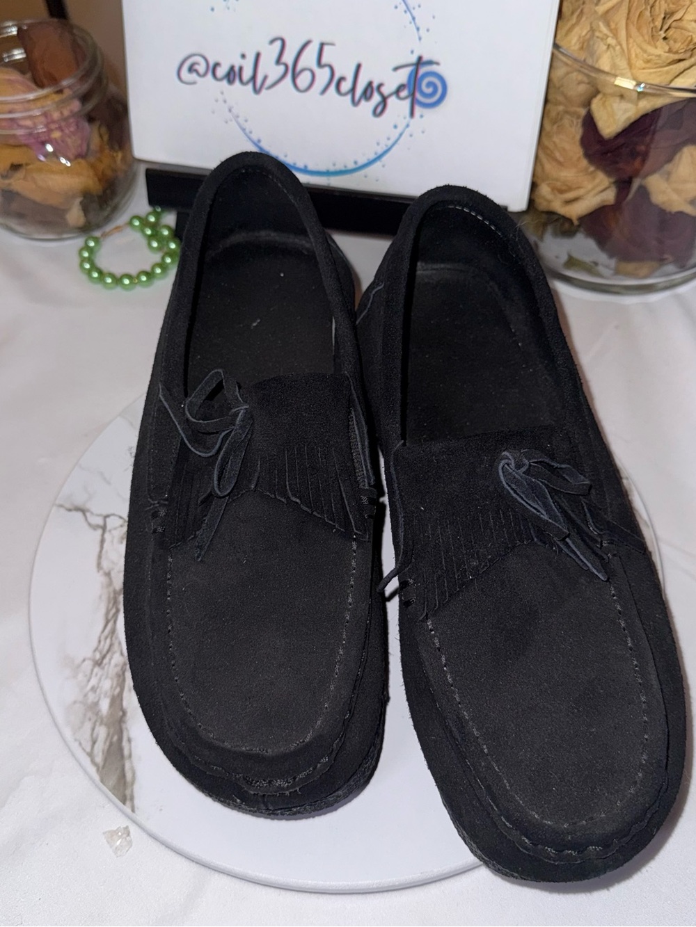 Women’s Black Suede Like Casual Loafers - Classic Slip-On Style - Picture 2 of 10